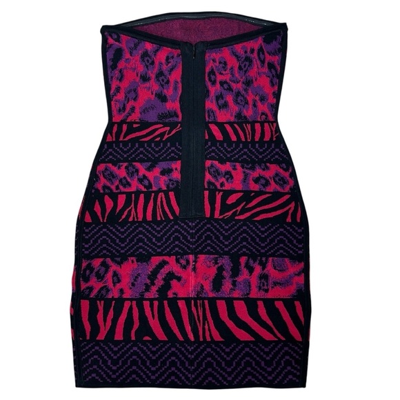 GUESS by Marciano Y2K Strapless Bodycon Knit Dress Punk Animal Print Women’s XS - Picture 3 of 9